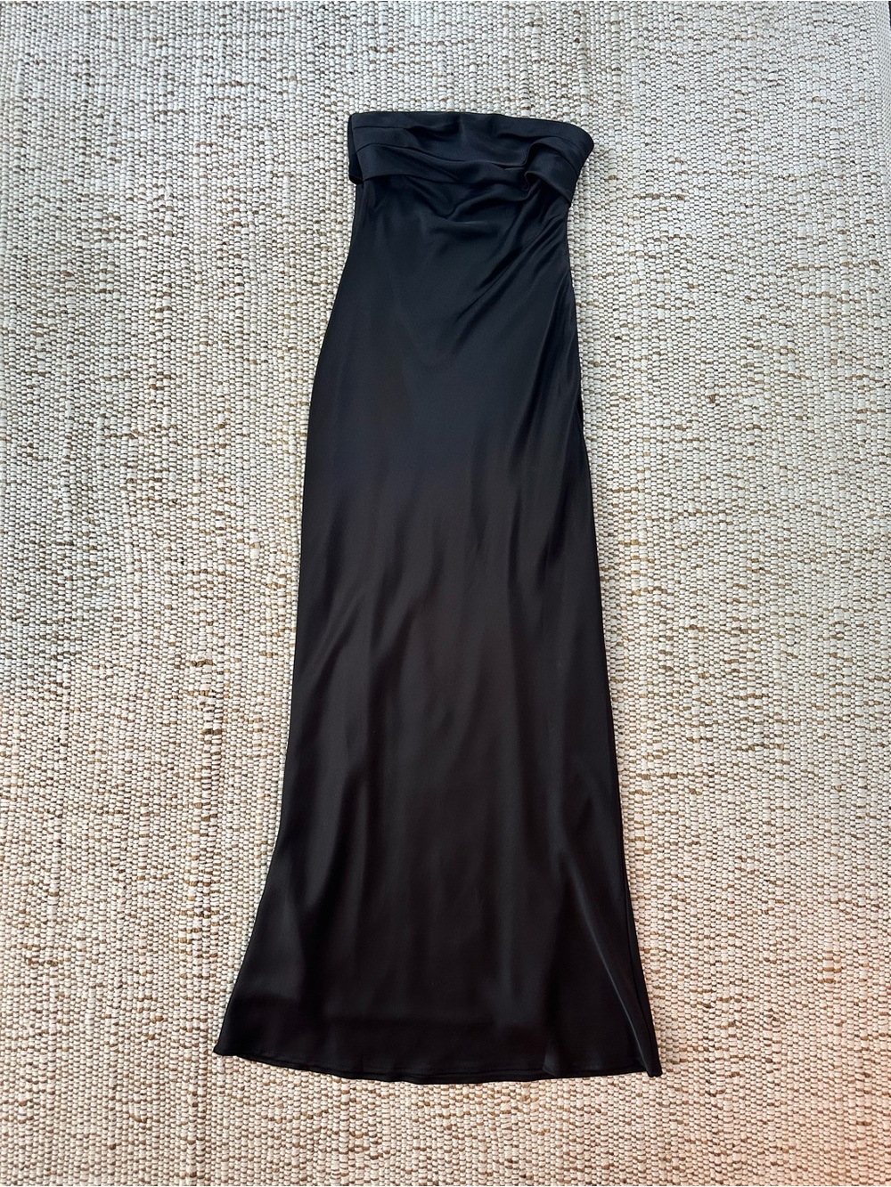 New York & Company Strapless Black Satin Maxi Dress